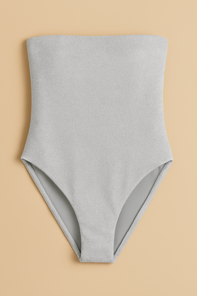 BAÑADOR BANDEAU PLATA LUREX